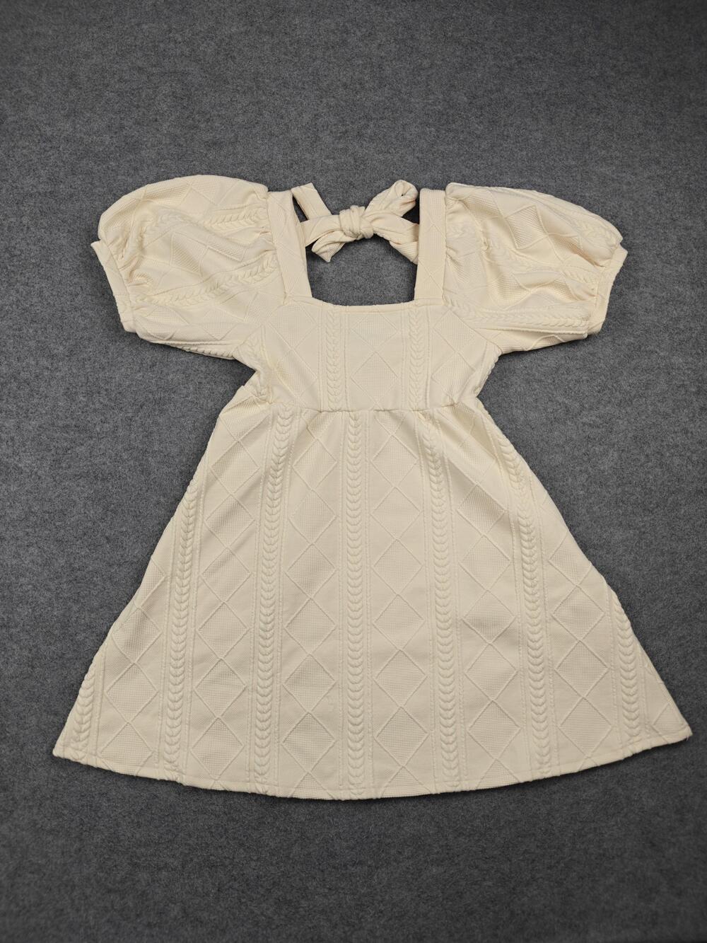 Shop The Mint Dress Womens XS White Short Sundress Puff Sleeve Square Neck
